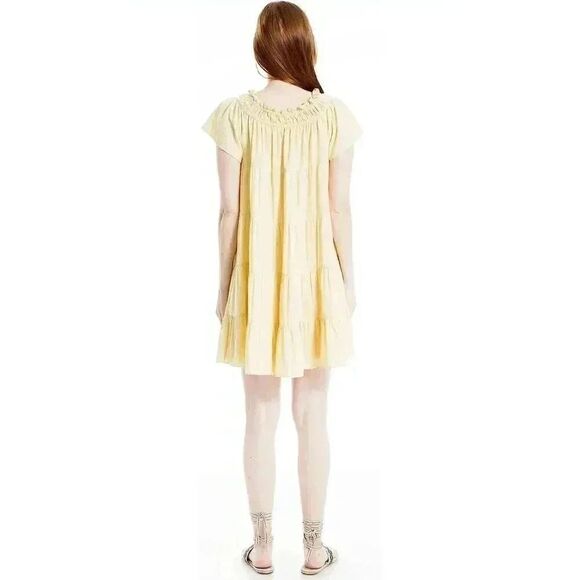 Max Studio Women's Yellow Smocked Babydoll Dress - Picture 3 of 12
